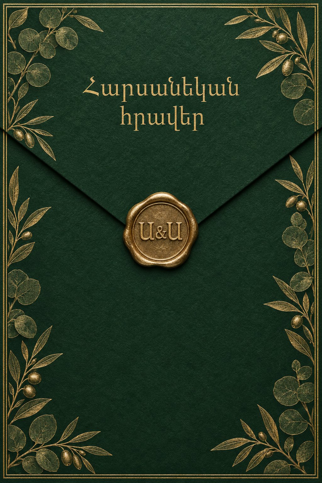 Մուգ կանաչ ծրար՝ ոսկեգույն բուսական նախշերով